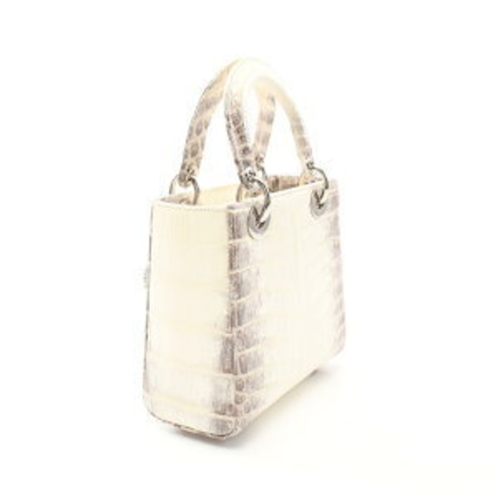 Dior Lady Handbag Exotic Leather White